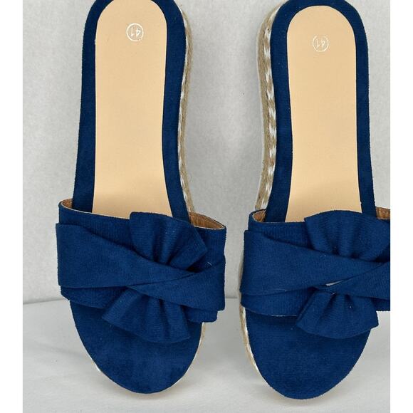 Blue Espadrille Slide Sandals NWOT Size 41 US Size 9 - Picture 5 of 8